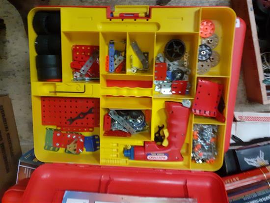 A collection of vintage and modern Meccano sets and loose Meccano,